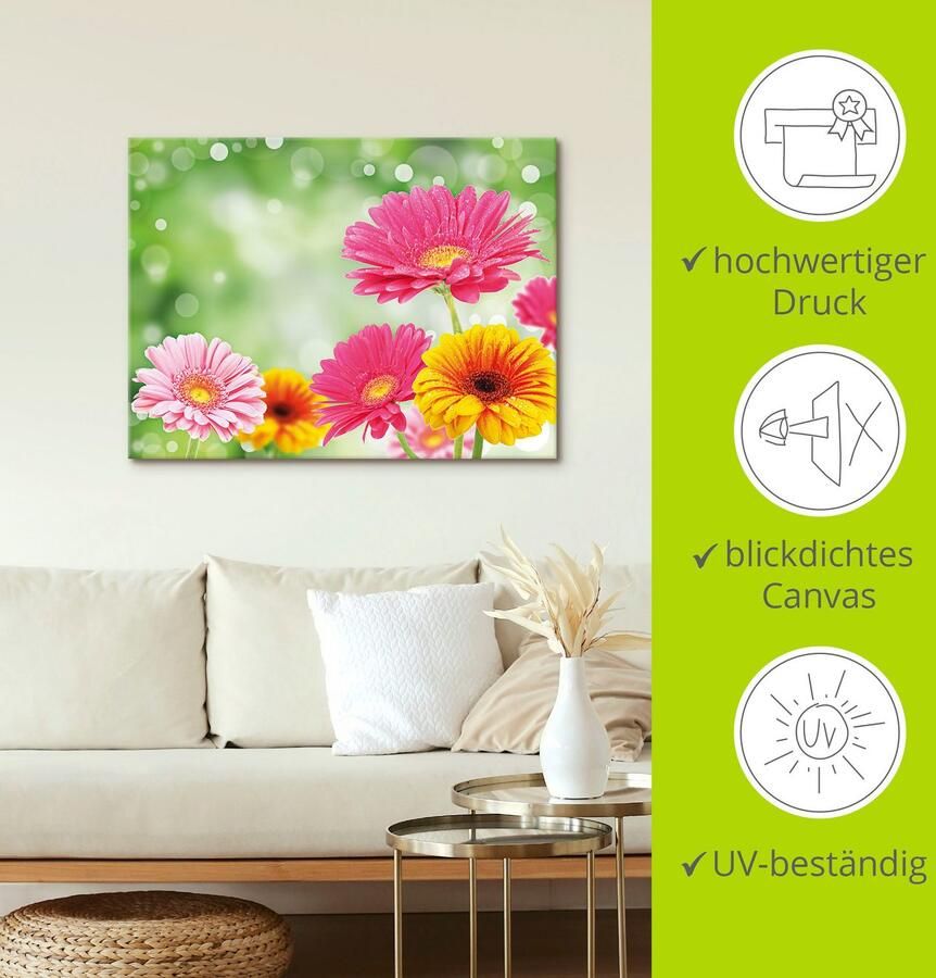 Artland Artprint Natuurlijke romantiek Gerberas als artprint op linnen poster in verschillende formaten maten - Foto 4