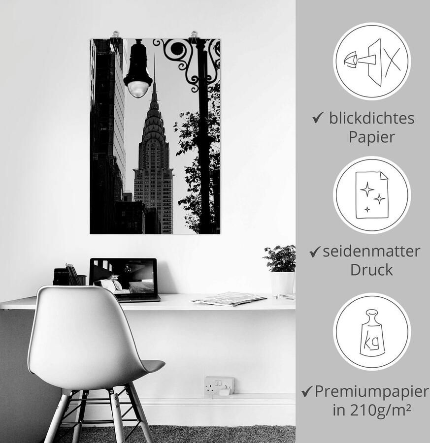 Artland Artprint New York Chrysler Building als artprint van aluminium artprint voor buiten poster in diverse formaten - Foto 2