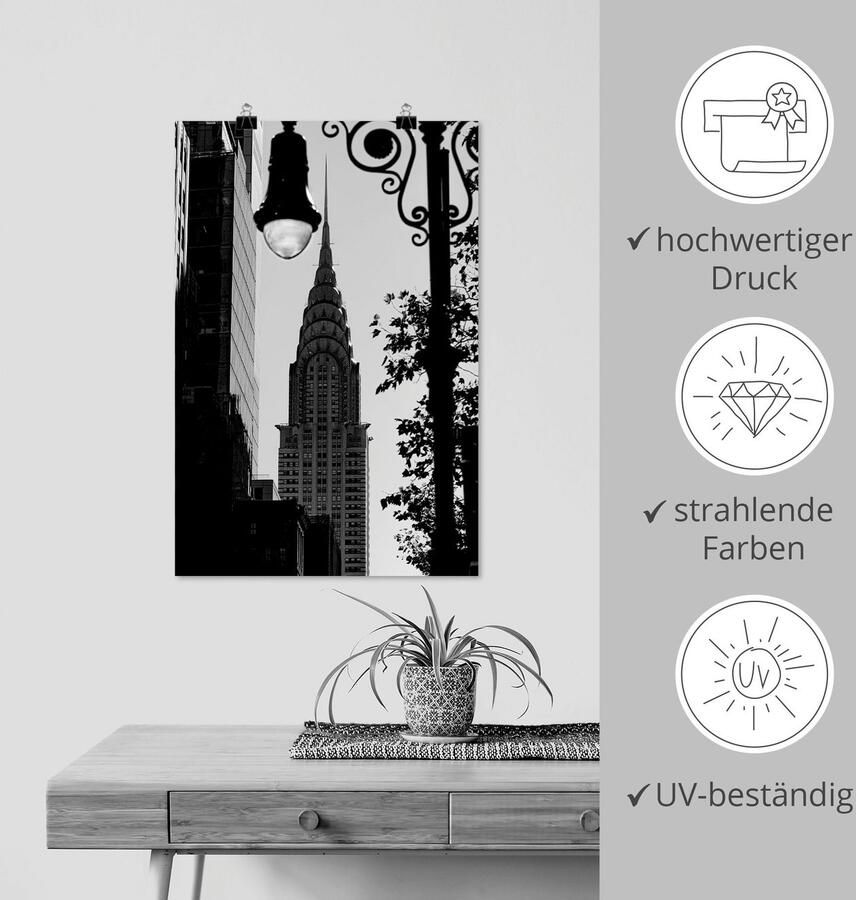 Artland Artprint New York Chrysler Building als artprint van aluminium artprint voor buiten poster in diverse formaten - Foto 3