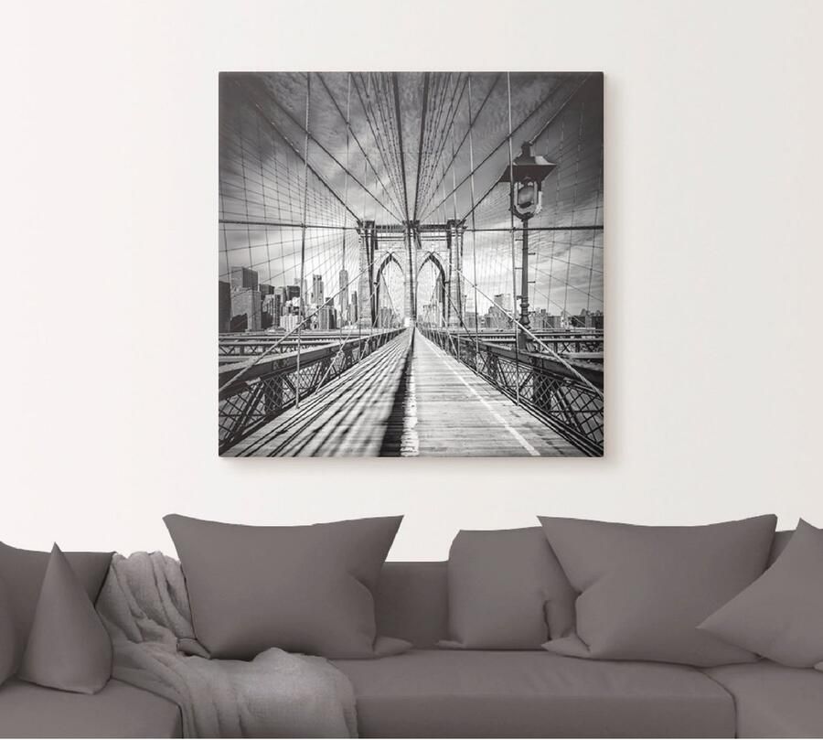 Artland Artprint New York City Brooklyn Bridge als artprint van aluminium artprint voor buiten artprint op linnen poster in verschillende maten. maten - Foto 6
