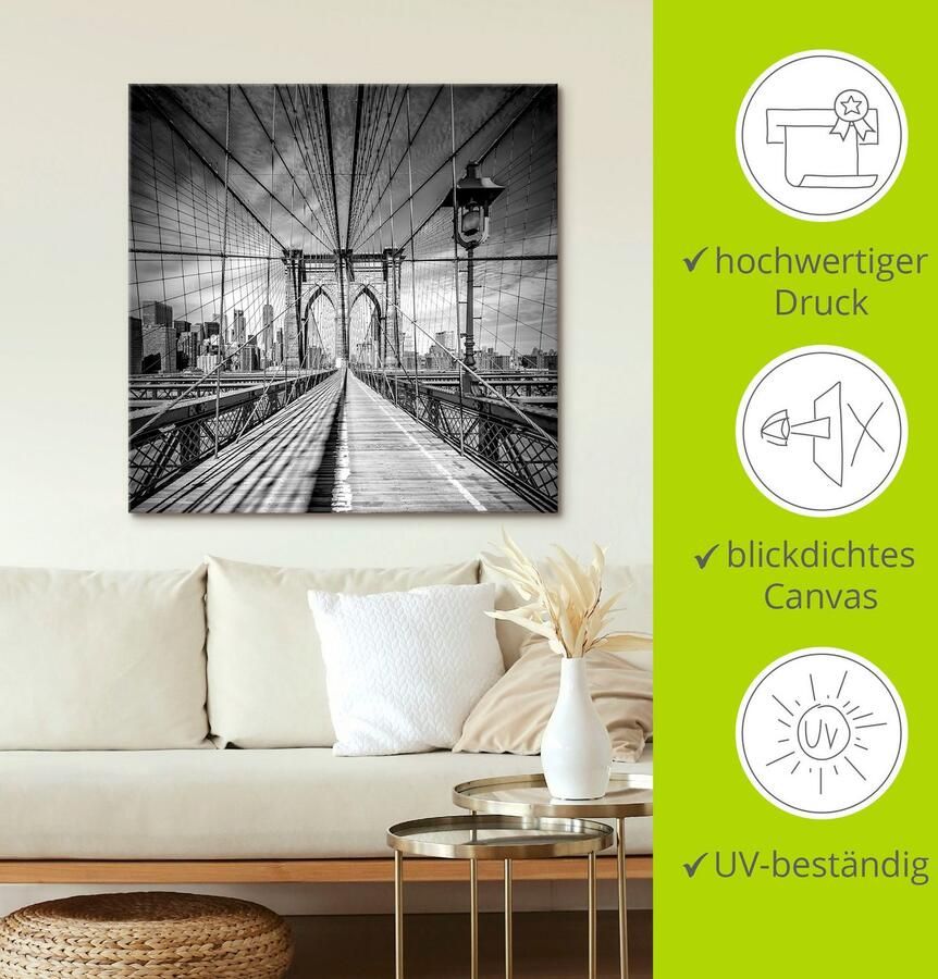 Artland Artprint New York City Brooklyn Bridge als artprint van aluminium artprint voor buiten artprint op linnen poster in verschillende maten. maten - Foto 3