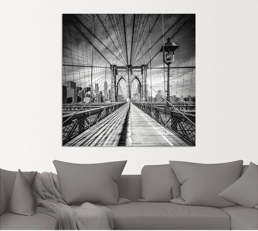 Artland Artprint New York City Brooklyn Bridge als artprint van aluminium artprint voor buiten artprint op linnen poster in verschillende maten. maten - Foto 4