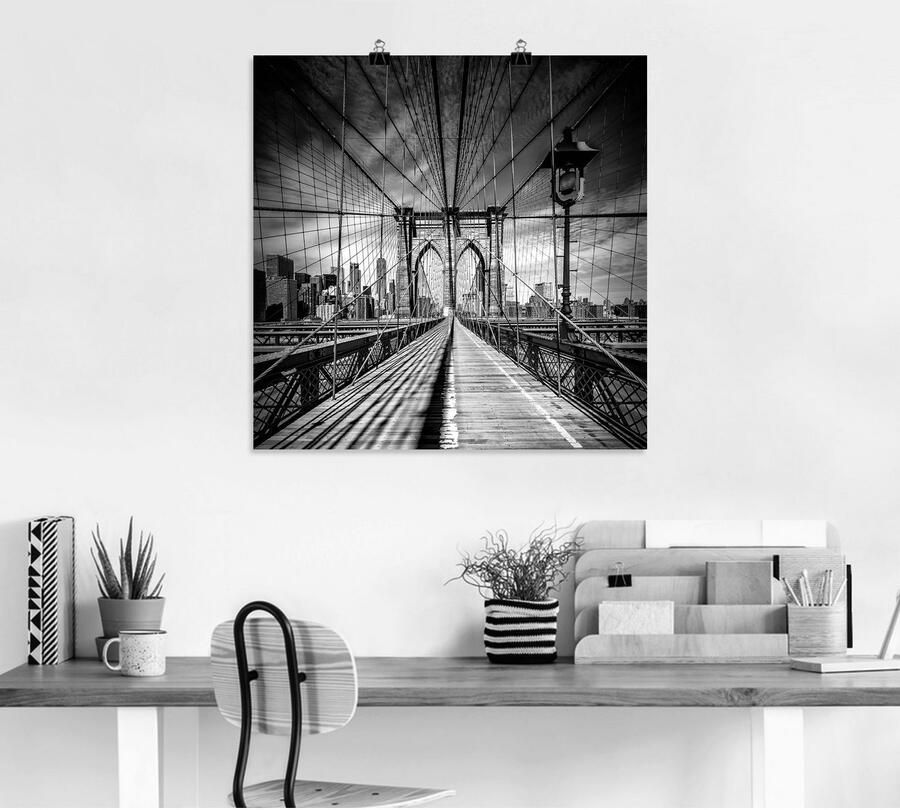 Artland Artprint New York City Brooklyn Bridge als artprint van aluminium artprint voor buiten artprint op linnen poster in verschillende maten. maten - Foto 4