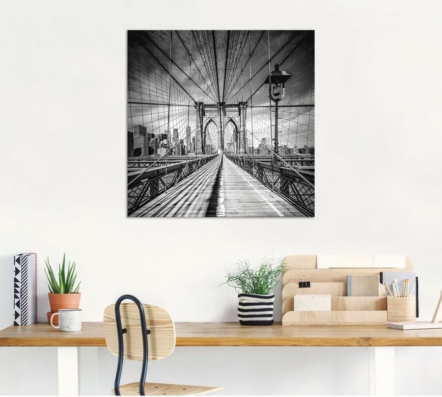 Artland Artprint New York City Brooklyn Bridge als artprint van aluminium artprint voor buiten artprint op linnen poster in verschillende maten. maten - Foto 5