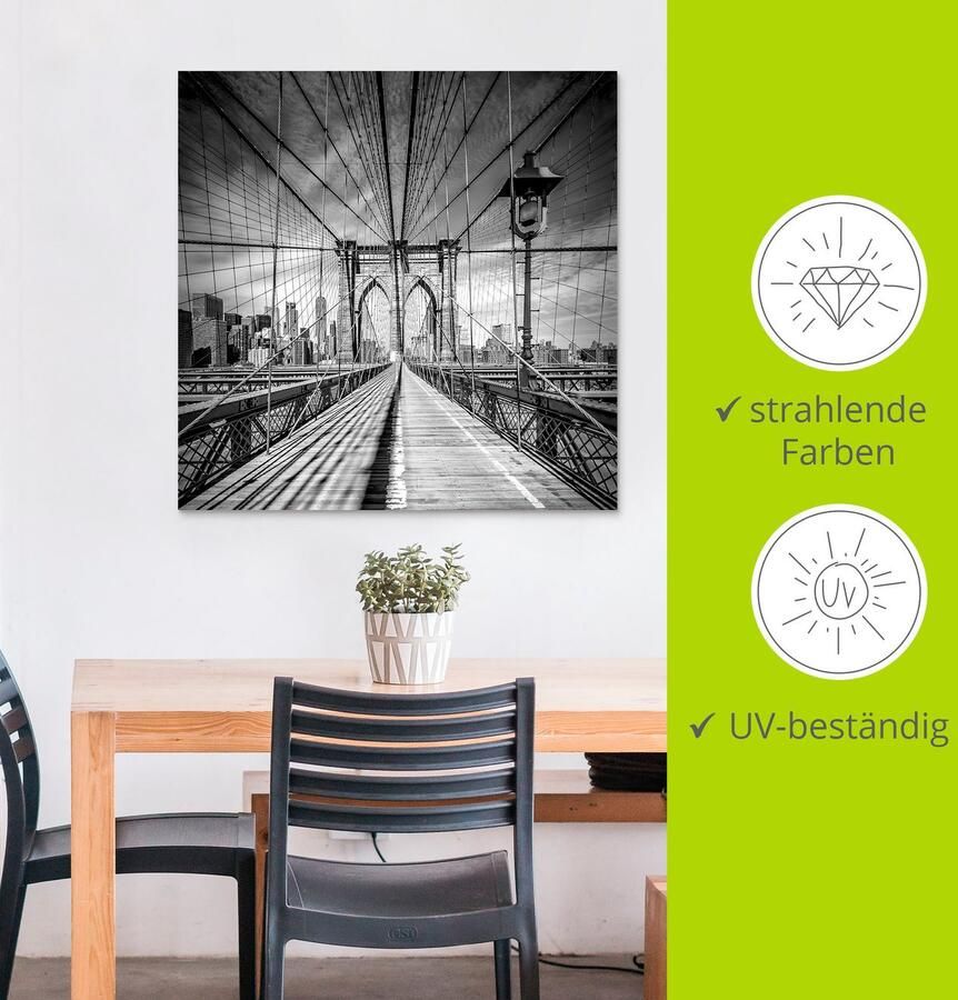 Artland Artprint New York City Brooklyn Bridge als artprint van aluminium artprint voor buiten artprint op linnen poster in verschillende maten. maten - Foto 2