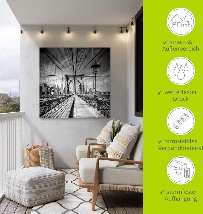Artland Artprint New York City Brooklyn Bridge als artprint van aluminium artprint voor buiten artprint op linnen poster in verschillende maten. maten - Foto 3