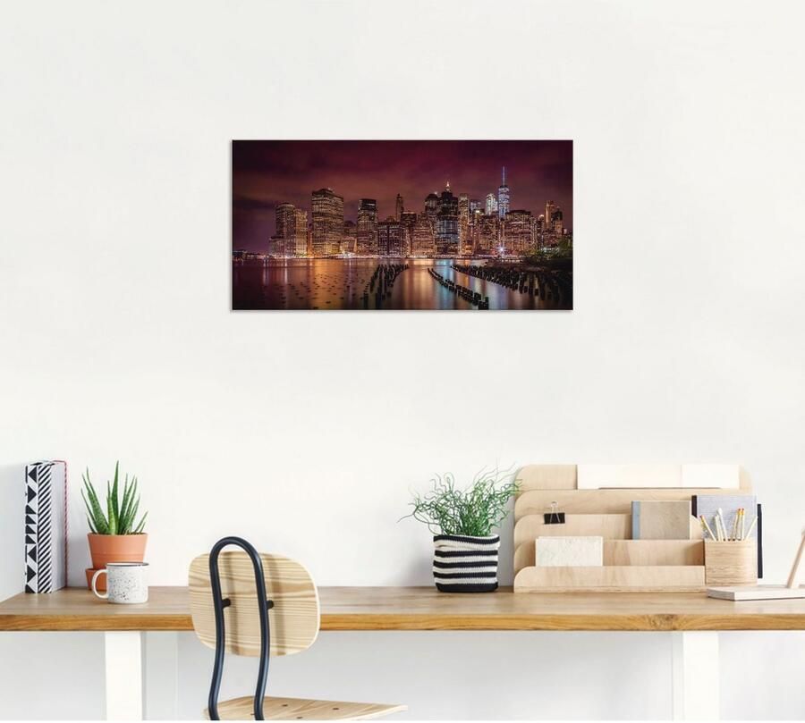 Artland Artprint New York City Impressie 's nachts als artprint van aluminium artprint voor buiten artprint op linnen in verschillende maten - Foto 5