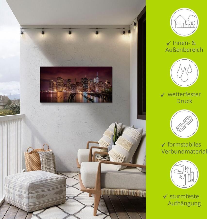Artland Artprint New York City Impressie 's nachts als artprint van aluminium artprint voor buiten artprint op linnen in verschillende maten - Foto 3