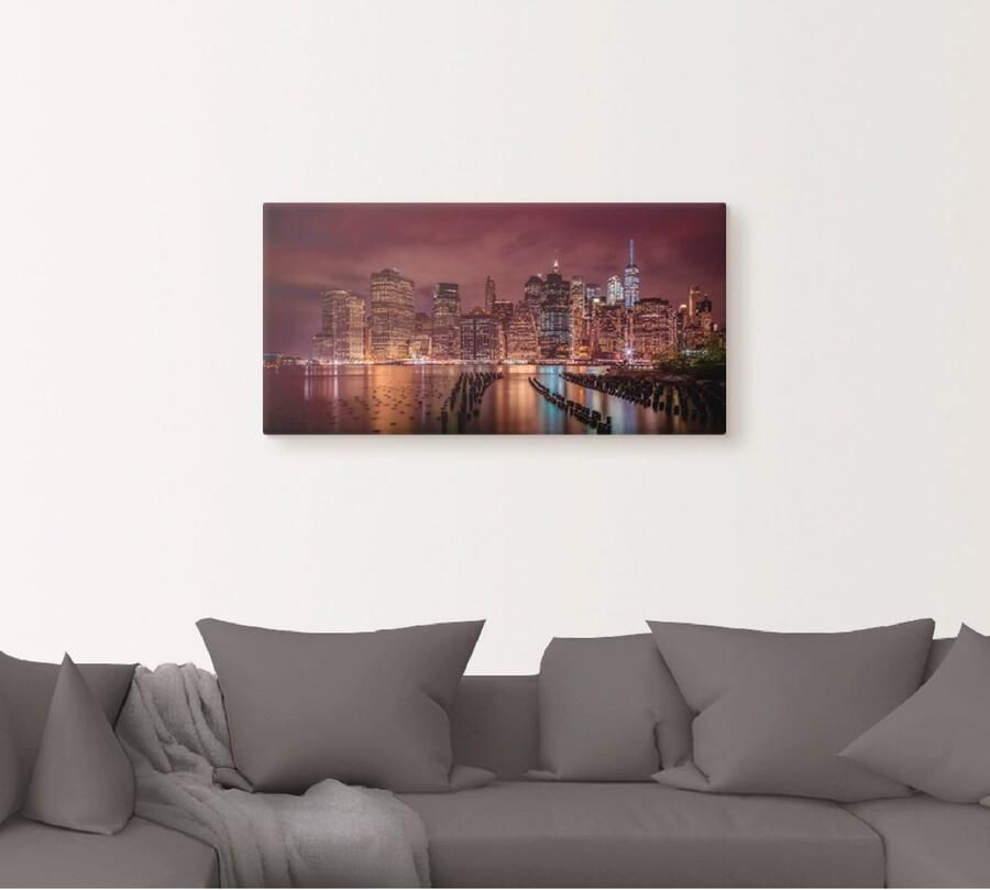 Artland Artprint New York City Impressie 's nachts als artprint van aluminium artprint voor buiten artprint op linnen in verschillende maten - Foto 4