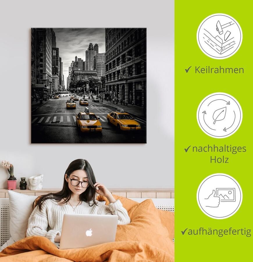 Artland Artprint New York City Verkeer 5th Avenue als artprint van aluminium artprint voor buiten artprint op linnen poster muursticker