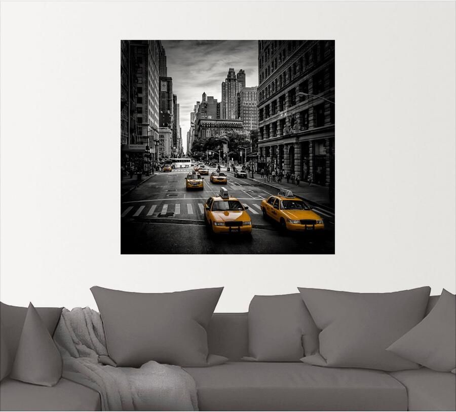 Artland Artprint New York City Verkeer 5th Avenue als artprint van aluminium artprint voor buiten artprint op linnen poster muursticker - Foto 3