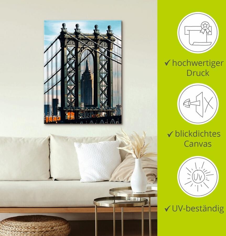 Artland Artprint New York Manhattan Bridge als artprint op linnen muursticker in verschillende maten - Foto 2