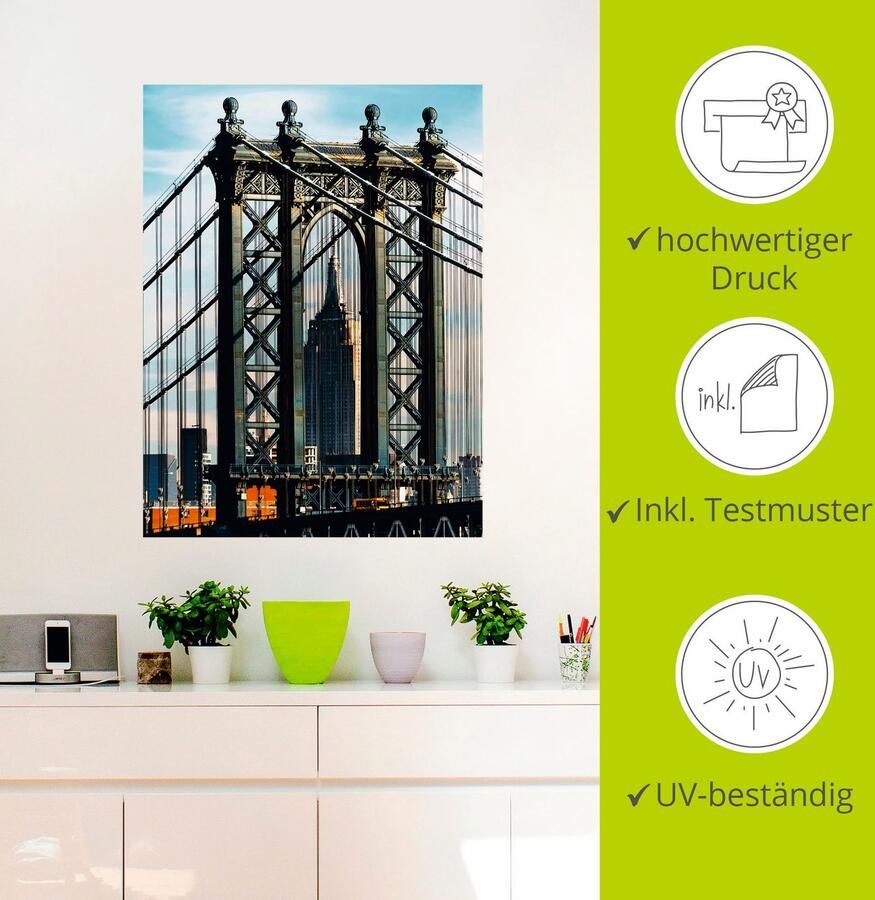 Artland Artprint New York Manhattan Bridge als artprint op linnen muursticker in verschillende maten - Foto 2