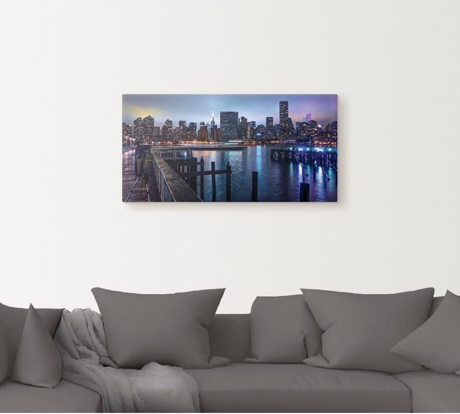 Artland Artprint New York Manhattan in de schemering als artprint op linnen poster in verschillende formaten maten - Foto 4