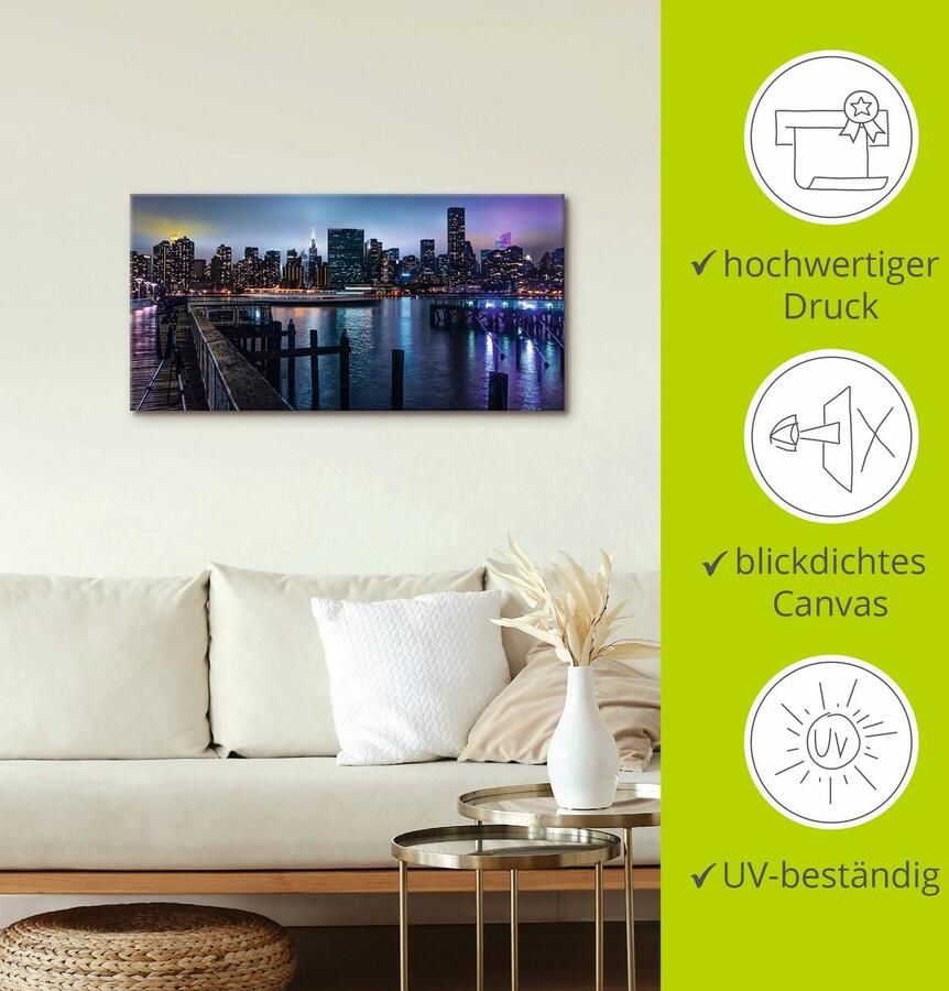 Artland Artprint New York Manhattan in de schemering als artprint op linnen poster in verschillende formaten maten - Foto 2