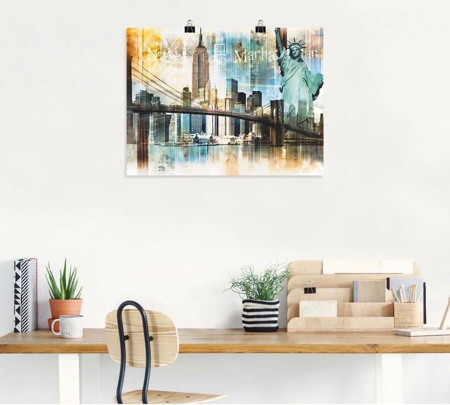 Artland Artprint New York skyline collage IV als artprint op linnen poster in verschillende formaten maten - Foto 4