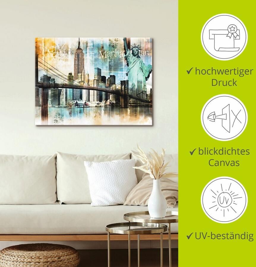 Artland Artprint New York skyline collage IV als artprint op linnen poster in verschillende formaten maten - Foto 2