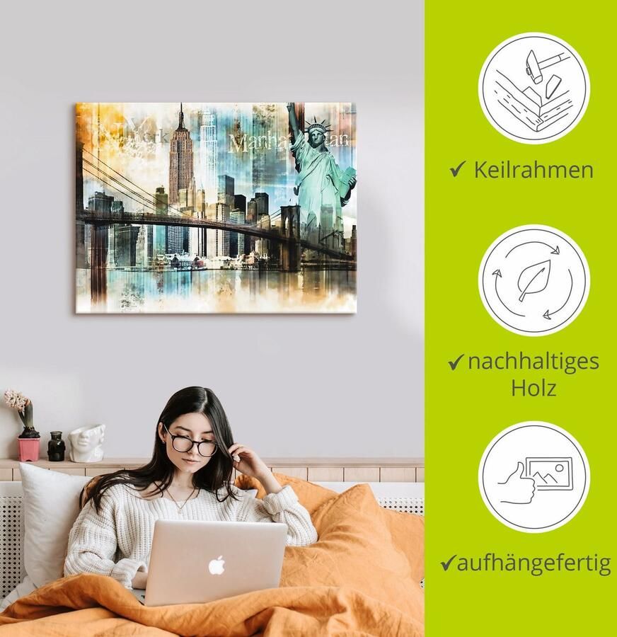 Artland Artprint New York skyline collage IV als artprint op linnen poster in verschillende formaten maten