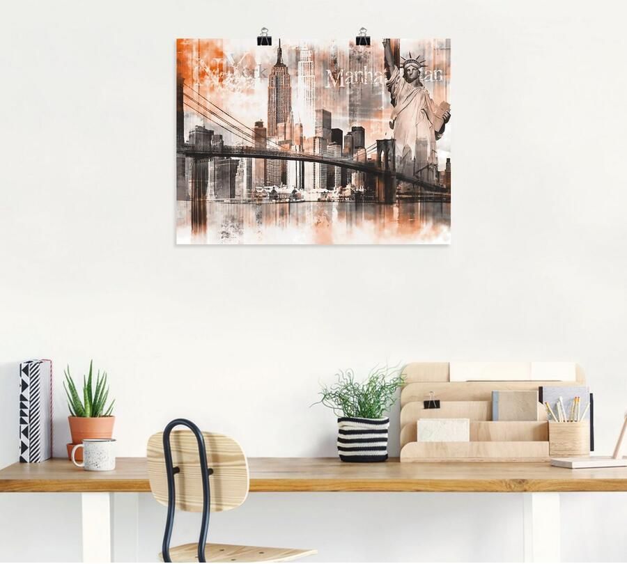 Artland Artprint New York skyline collage V als artprint op linnen poster in verschillende formaten maten - Foto 4