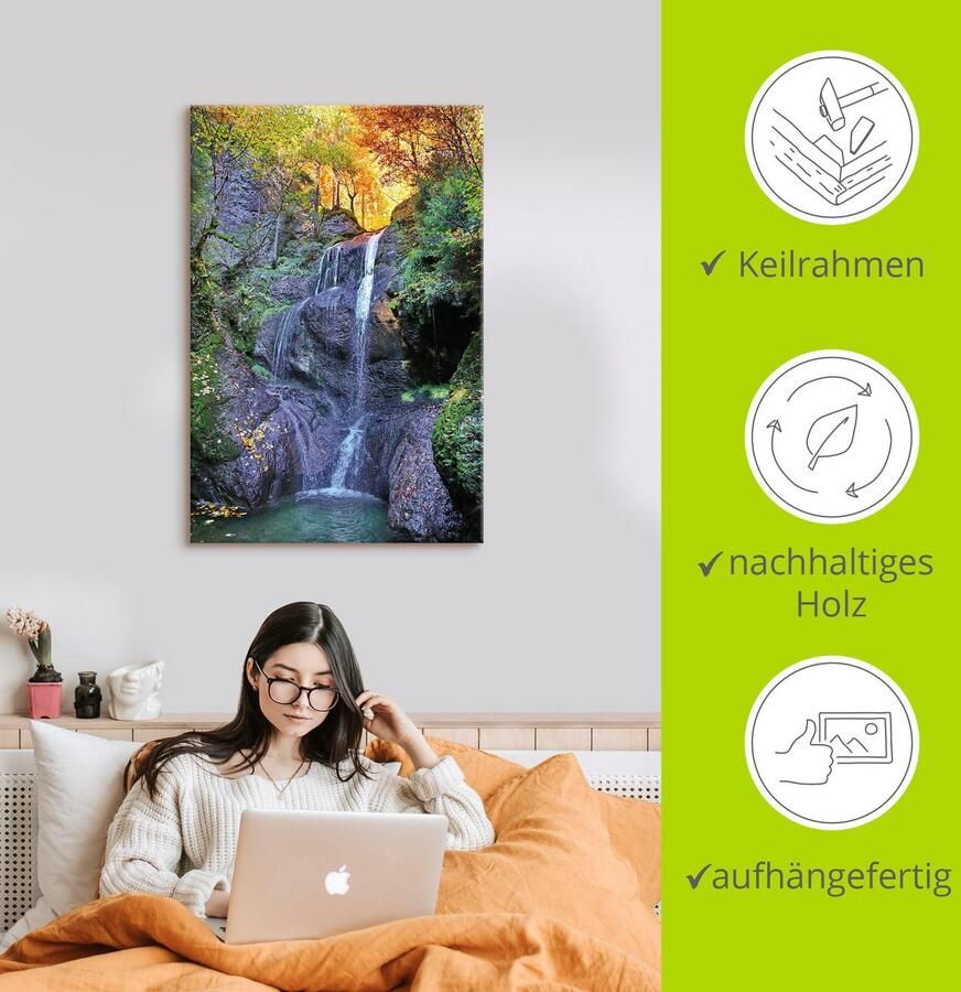 Artland Artprint op linnen Niedersonthofener waterval in Allgäu - Foto 2