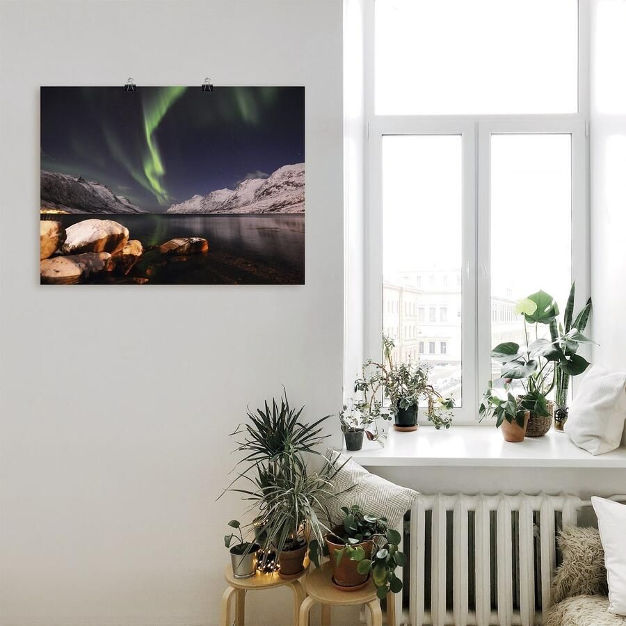 Artland Artprint Noorderlicht Noorwegen II als artprint van aluminium artprint voor buiten poster in diverse formaten - Foto 2