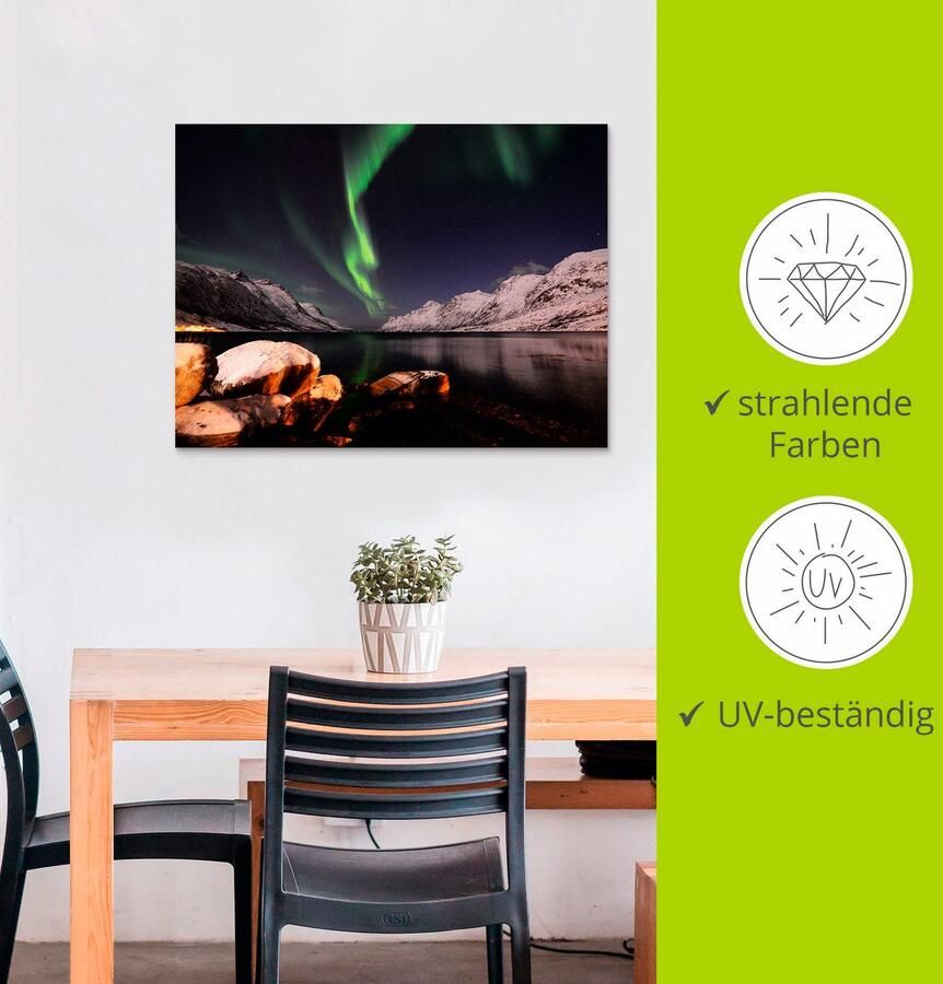 Artland Artprint Noorderlicht Noorwegen II als artprint van aluminium artprint voor buiten poster in diverse formaten - Foto 2