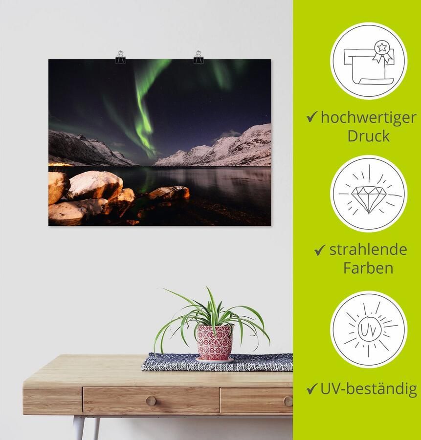 Artland Artprint Noorderlicht Noorwegen II als artprint van aluminium artprint voor buiten poster in diverse formaten - Foto 4