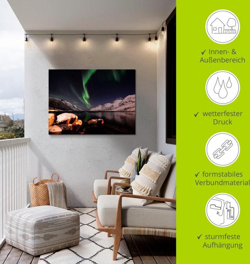Artland Artprint Noorderlicht Noorwegen II als artprint van aluminium artprint voor buiten poster in diverse formaten - Foto 3