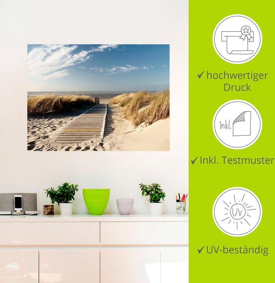 Artland Artprint Noordzeestrand op Langeoog pier als artprint van aluminium artprint op linnen muursticker verschillende maten - Foto 3