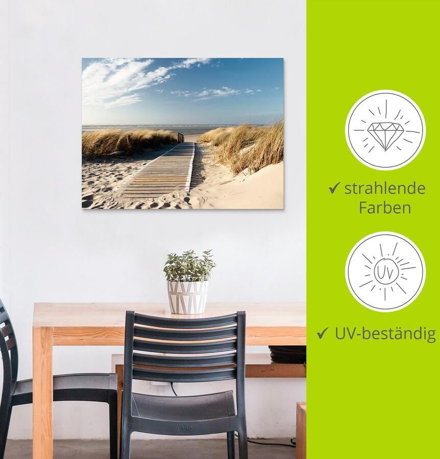 Artland Artprint Noordzeestrand op Langeoog pier als artprint van aluminium artprint op linnen muursticker verschillende maten - Foto 3