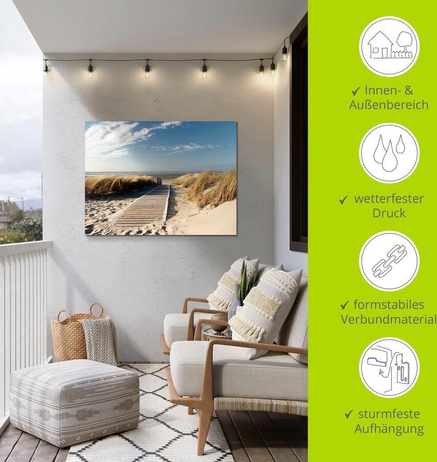 Artland Artprint Noordzeestrand op Langeoog pier als artprint van aluminium artprint op linnen muursticker verschillende maten - Foto 4
