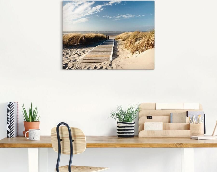 Artland Artprint op linnen Noordzeestrand op Langeoog pier - Foto 5
