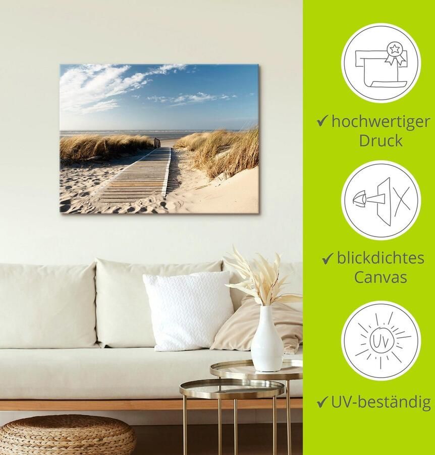 Artland Artprint Noordzeestrand op Langeoog pier als artprint van aluminium artprint op linnen muursticker verschillende maten - Foto 3