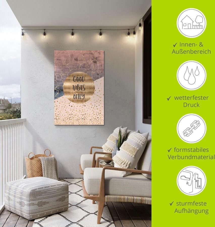 Artland Aluminium dibond print Nur gute Schwingungen geschikt voor binnen en buiten buitenafbeelding - Foto 4