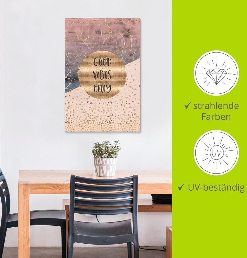 Artland Aluminium dibond print Nur gute Schwingungen geschikt voor binnen en buiten buitenafbeelding - Foto 3