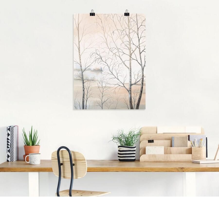 Artland Artprint Oever van het meer aan het bos II als artprint op linnen poster muursticker in verschillende maten - Foto 4