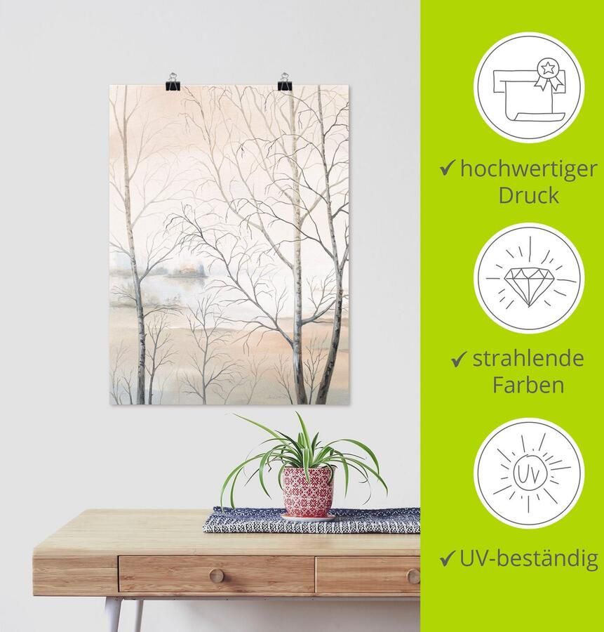 Artland Artprint Oever van het meer aan het bos II als artprint op linnen poster muursticker in verschillende maten - Foto 3