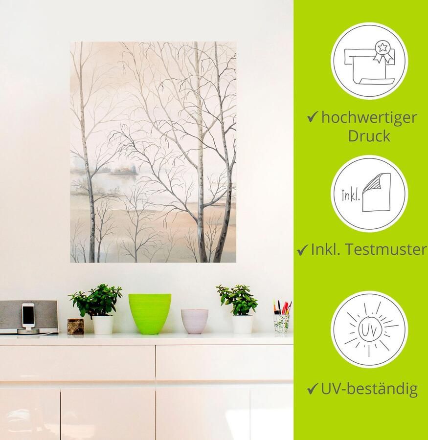 Artland Artprint Oever van het meer aan het bos II als artprint op linnen poster muursticker in verschillende maten - Foto 3