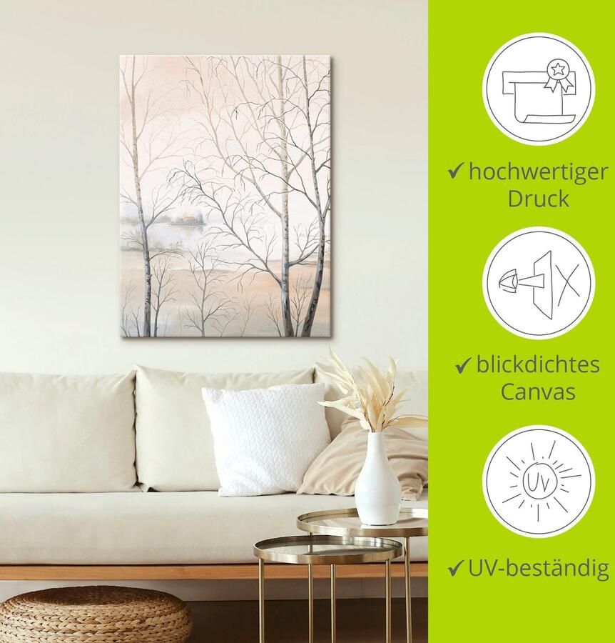 Artland Artprint Oever van het meer aan het bos II als artprint op linnen poster muursticker in verschillende maten - Foto 3