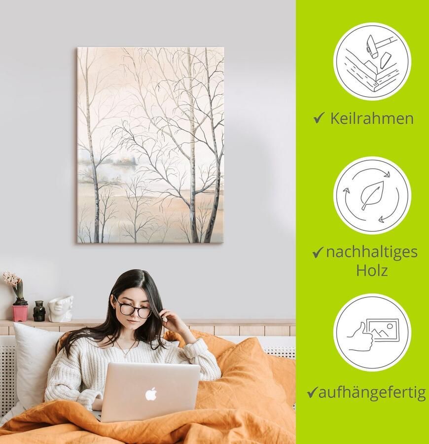 Artland Artprint Oever van het meer aan het bos II als artprint op linnen poster muursticker in verschillende maten - Foto 2