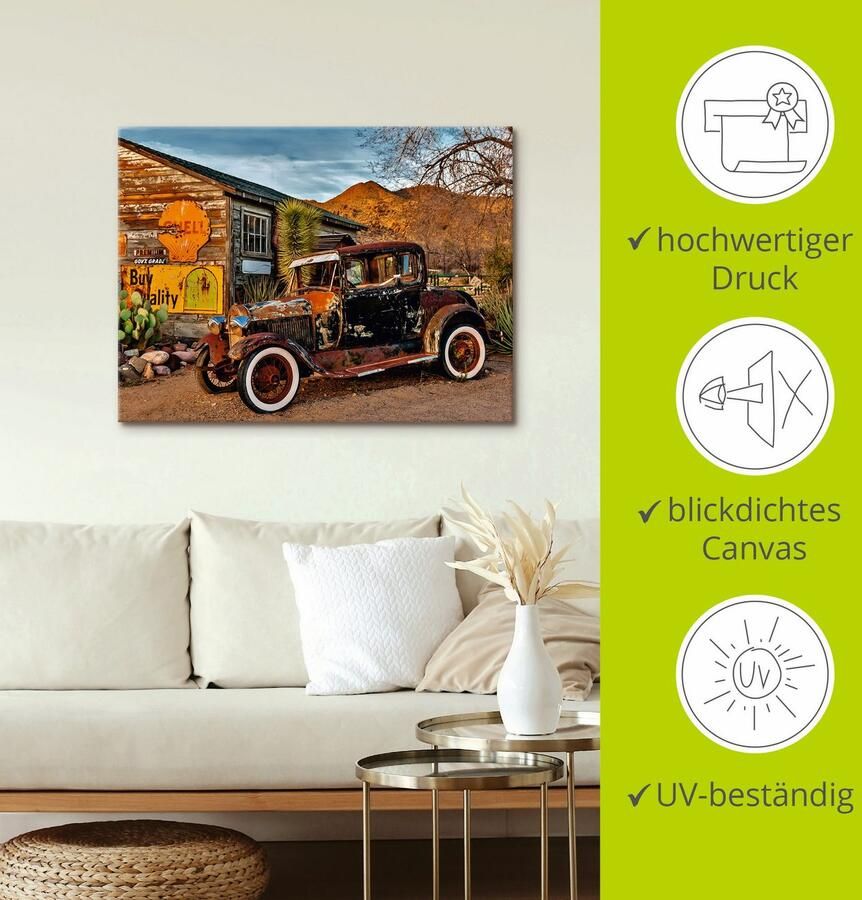 Artland Artprint Oldtimer Route 66 Hackberry als artprint op linnen muursticker in verschillende maten - Foto 3