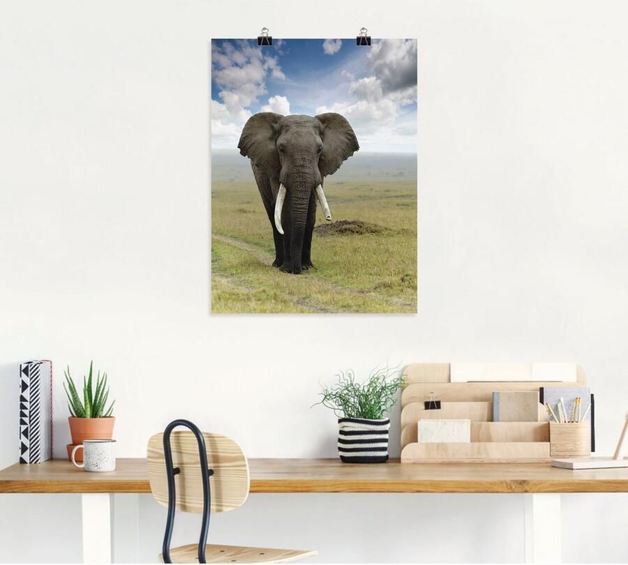 Artland Artprint Olifant als artprint van aluminium artprint voor buiten artprint op linnen poster in verschillende maten. maten - Foto 5