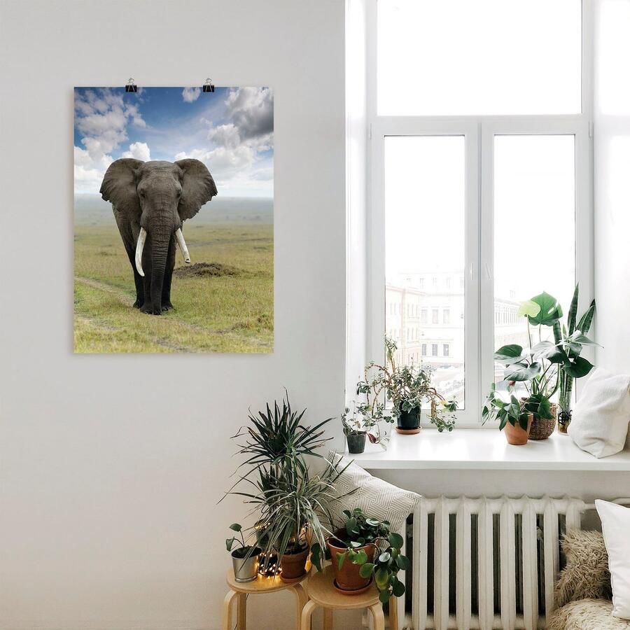 Artland Artprint Olifant als artprint van aluminium artprint voor buiten artprint op linnen poster in verschillende maten. maten - Foto 2