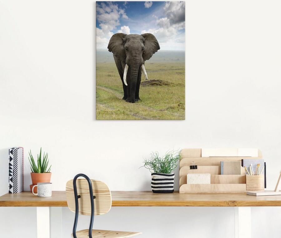 Artland Artprint Olifant als artprint van aluminium artprint voor buiten artprint op linnen poster in verschillende maten. maten - Foto 4