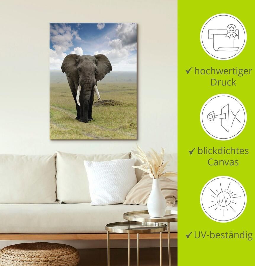 Artland Artprint Olifant als artprint van aluminium artprint voor buiten artprint op linnen poster in verschillende maten. maten - Foto 3