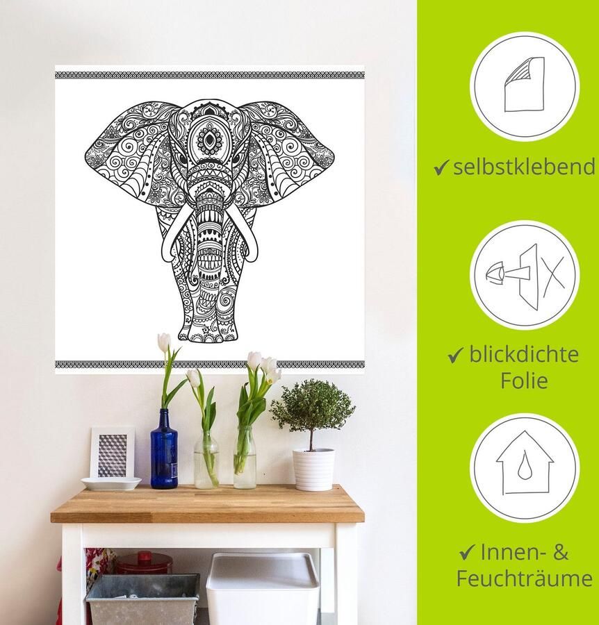 Artland Artprint Olifant in mandala als artprint op linnen poster muursticker in verschillende maten - Foto 2