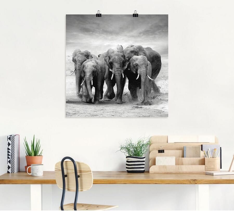 Artland Artprint Olifanten als artprint op linnen poster in verschillende formaten maten - Foto 5