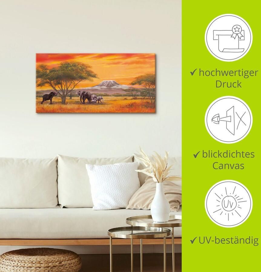 Artland Artprint op linnen Olifanten - Foto 4