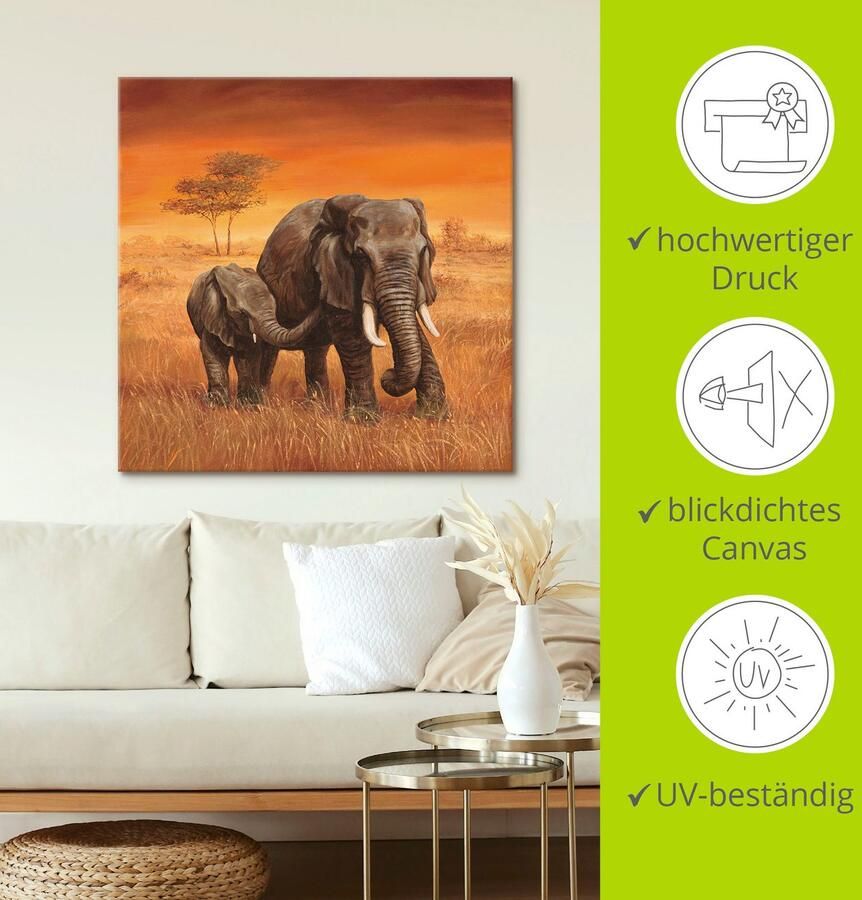 Artland Artprint op linnen Olifanten II - Foto 4
