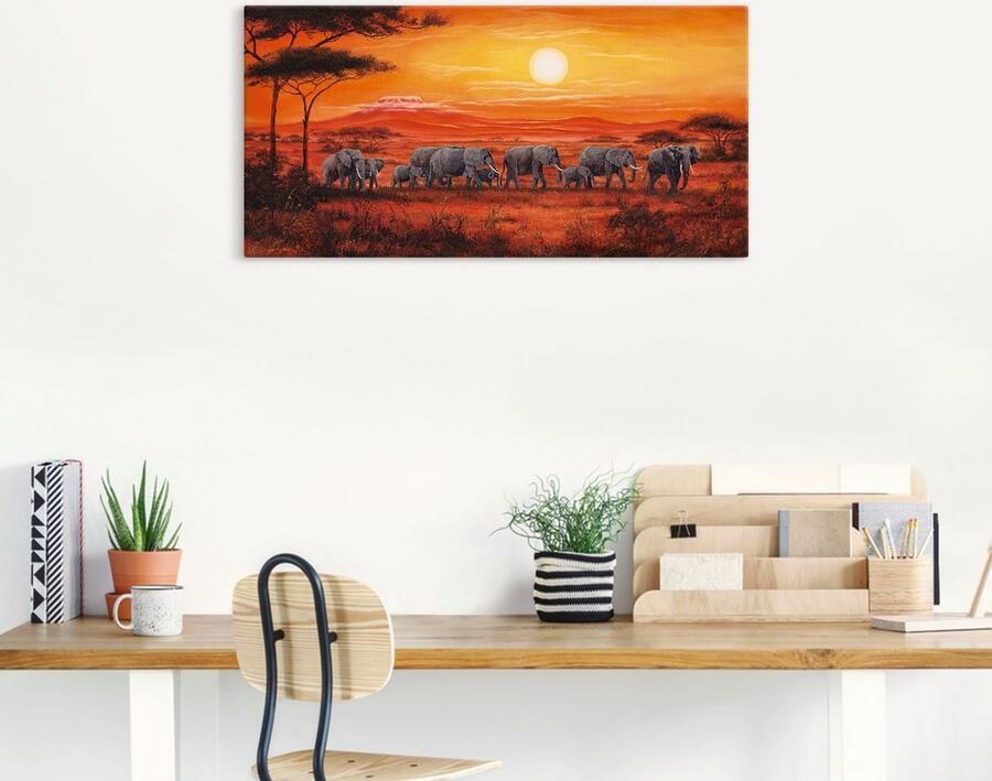 Artland Artprint op linnen Olifantenkudde - Foto 7